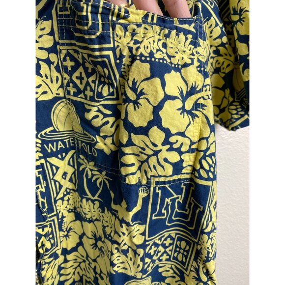 Wet Dog Men size Medium Hawaiian Water Polo Shirt Cotton Short Sleeve yellow Tro - Picture 9 of 16